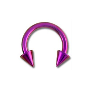 Pink Anodized Grade 23 Titanium Tragus / Earlob Ring w/ Two Spikes