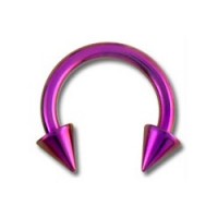 Pink Anodized Grade 23 Titanium Tragus / Earlob Ring w/ Two Spikes