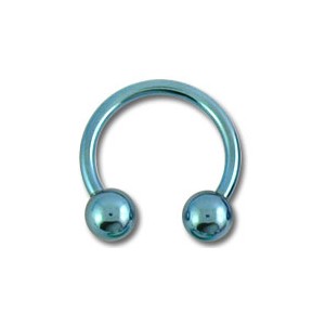 Light Blue Anodized Grade 23 Titanium Tragus / Earlob Ring w/ Two Balls