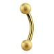 Gold Shiny Effect Eyebrow Curved Bar Ring w/ Balls