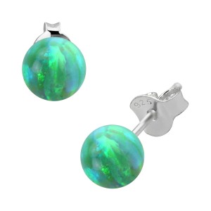 Ohrringe 925 Sterlingsilber Synthetischen Opal Grün