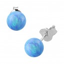 Light Blue Synthetic Opal 925 Sterling Silver Earrings Ear Pair Studs