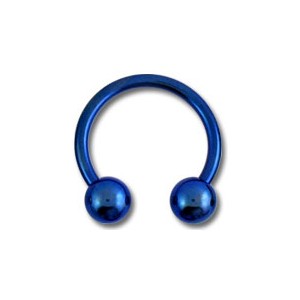 Blue Anodized Grade 23 Titanium Tragus / Earlob Ring w/ Two Balls