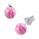 Pink Synthetic Opal 925 Sterling Silver Earrings Ear Pair Studs