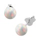 White Synthetic Opal 925 Sterling Silver Earrings Ear Pair Studs