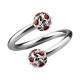 Red Dots White Strass Crystal Earlobe/Lip/Helix Twisted Barbell Ring