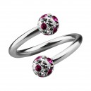 Spiral-Piercing Helix / Lippe / Ohr Kristall Strass Weiß Punkte Rosa