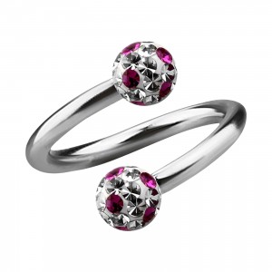 Spiral-Piercing Helix / Lippe / Ohr Kristall Strass Weiß Punkte Rosa
