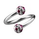 Pink Dots White Strass Crystal Earlobe/Lip/Helix Twisted Barbell Ring