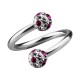 Spiral-Piercing Helix / Lippe / Ohr Kristall Strass Weiß Punkte Rosa