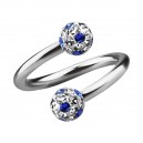 Spiral-Piercing Helix / Lippe / Ohr Kristall Strass Wei&szlig; Punkte Blaue