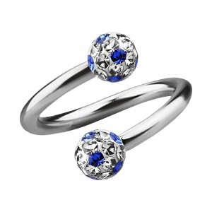 Spiral-Piercing Helix / Lippe / Ohr Kristall Strass Wei&szlig; Punkte Blaue