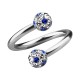 Blue Dots White Strass Crystal Earlobe/Lip/Helix Twisted Barbell Ring