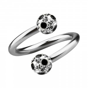 Spiral-Piercing Helix / Lippe / Ohr Kristall Strass Wei&szlig; Punkte Schwarze