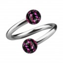 Black Lines Purple Strass Crystal Earlobe/Lip/Helix Twisted Barbell Ring