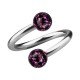 Spiral-Piercing Helix / Lippe / Ohr Kristall Strass Lila Linien Schwarze