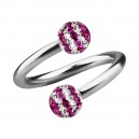 Spiral-Piercing Helix / Lippe / Ohr Kristall Strass Wei&szlig; Linien Rosa