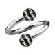 Spiral-Piercing Helix / Lippe / Ohr Kristall Strass Wei&szlig; Linien Schwarze