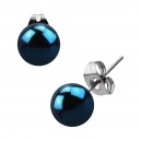 Ball Blue Anodized Surgical Steel Earrings Ear Stud Pair
