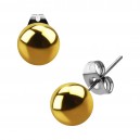 Ball Gold Anodized Surgical Steel Earrings Ear Stud Pair