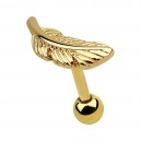 Helix- / Tragus-Schmuck Piercing Stahl 316L Eloxiert Golden Feder