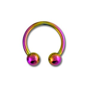 Rainbow Anodized Grade 23 Titanium Tragus / Earlob Ring w/ Two Balls