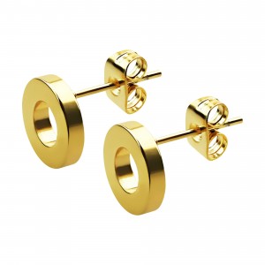 Ohrringe Stahl 316L Scheibe Gro&szlig; Kreis Dick Eloxiert Golden