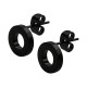 Black Anodized Thick Big Circle 316L Steel Earrings Ear Pair