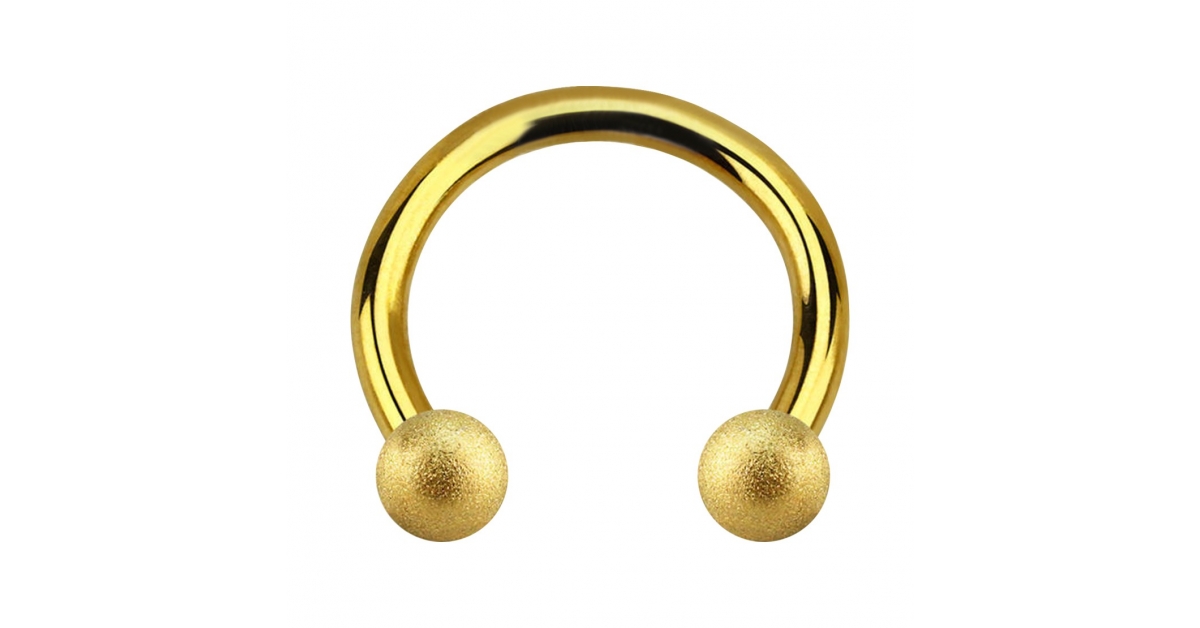 Gold Shiny Effect Circular Barbell w/ Balls