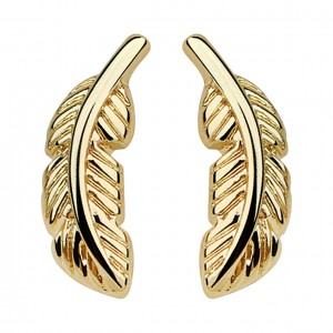 Ohrringe Stud Chirurgenstahl 316L Eloxiert Golden Feder