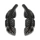 Feather Black Anodized 316L Surgical Steel Earrings Ear Stud Pair