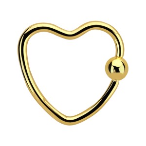 Gold Anodized Heart BCR/CBR 316L Steel Daith Ball Closure Ring
