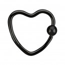 Black Anodized Heart BCR/CBR 316L Steel Daith Ball Closure Ring