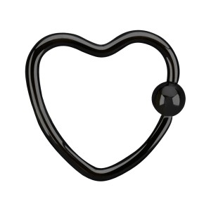 Black Anodized Heart BCR/CBR 316L Steel Daith Ball Closure Ring
