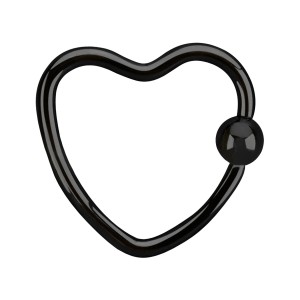 Daith-Piercing Ring Stahl 316L BCR/CBR Herz Eloxiert Schwarz