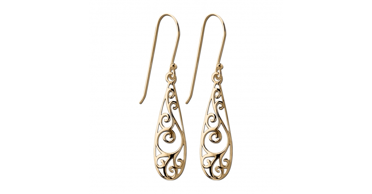 Boucles D'oreilles Longues – Acier Doré, Email Triangles, Pendantes, Neuves
