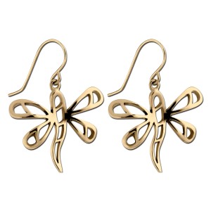 Pendientes Colgando Acero 316L Zircon Gold PVD Mariposa