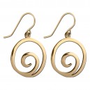 Big Spiral Zircon Gold PVD 316L Steel Hanging Earrings Ear Pair