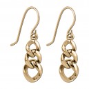 Chain 3 Rings Zircon Gold PVD 316L Steel Hanging Earrings Ear Pair