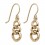 Chain 3 Rings Zircon Gold PVD 316L Steel Hanging Earrings Ear Pair