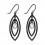 Double Almond Contour Black Hanging Earrings Ear Pair w/ Hanging White Strass
