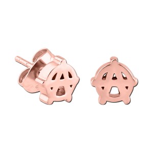 Anarchy Molded Pink PVD 316L Steel Earrings Ear Studs Pair
