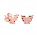 Wings Molded Pink PVD 316L Steel Earrings Ear Studs Pair
