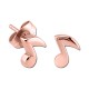 Music Notes Molded Pink PVD 316L Steel Earrings Ear Studs Pair