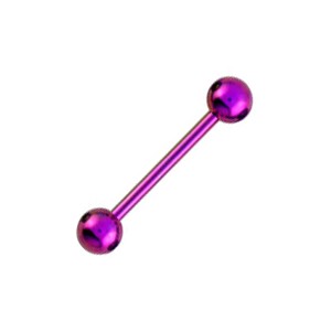 Grade 23 Titanium Pink Anodized Tongue Bar Ring w/ Balls