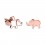Elephants Molded Pink PVD 316L Steel Earrings Ear Studs Pair