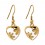 Ohrringe H&auml;ngend Herz Synthetischer Schmelz Blume PVD Golden