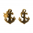 Marine Anchor Molded Gold PVD 316L Steel Earrings Ear Studs Pair