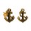 Marine Anchor Molded Gold PVD 316L Steel Earrings Ear Studs Pair