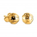 Small Hearts Ball Molded Gold PVD 316L Steel Earrings Ear Studs Pair